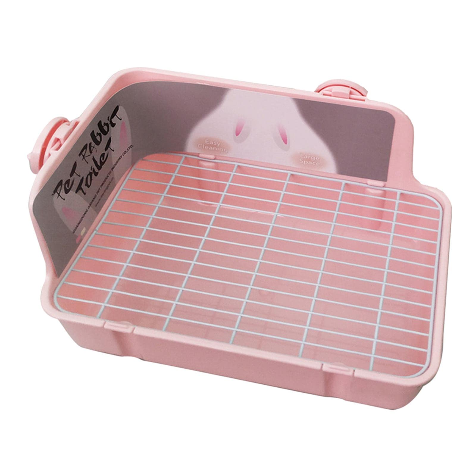 perfk Caja de Arena para Conejos, Bandeja de Esquina para Entrenador de Orinal, Jaula de Ropa de Cama, Limpieza Portátil Estable, Inodoro, Chinchilla, Rosado