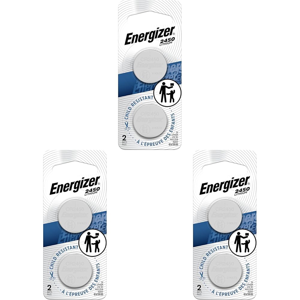 2450 Lithium Coin Battery by Energizer – Standard (Pack of 3), Multicolor, Pack of 3, Model does not apply
