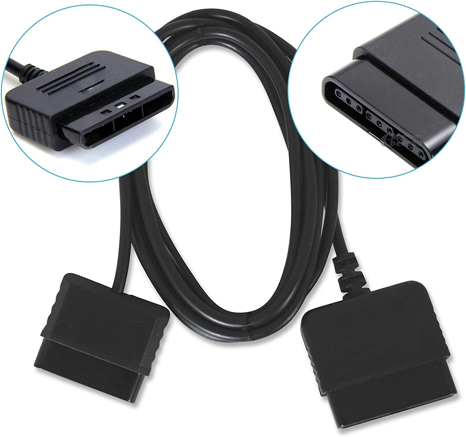 Link-e : 2 X Cable de Extension Compatible con Mando de Juegos en Consola Sony Playstation, PS2, PS1, PS One