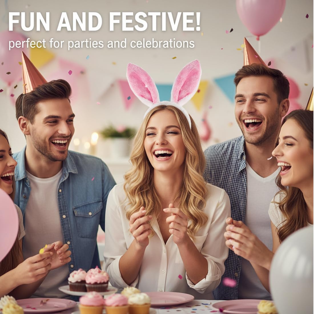 Serre-tête Lapin, Accessoire de Pâques, Déguisement de Carnaval pour Femmes et Enfants, Idéal pour Fêtes, Célébrations de Pâques, Spectacles et Photos de Famille Festives