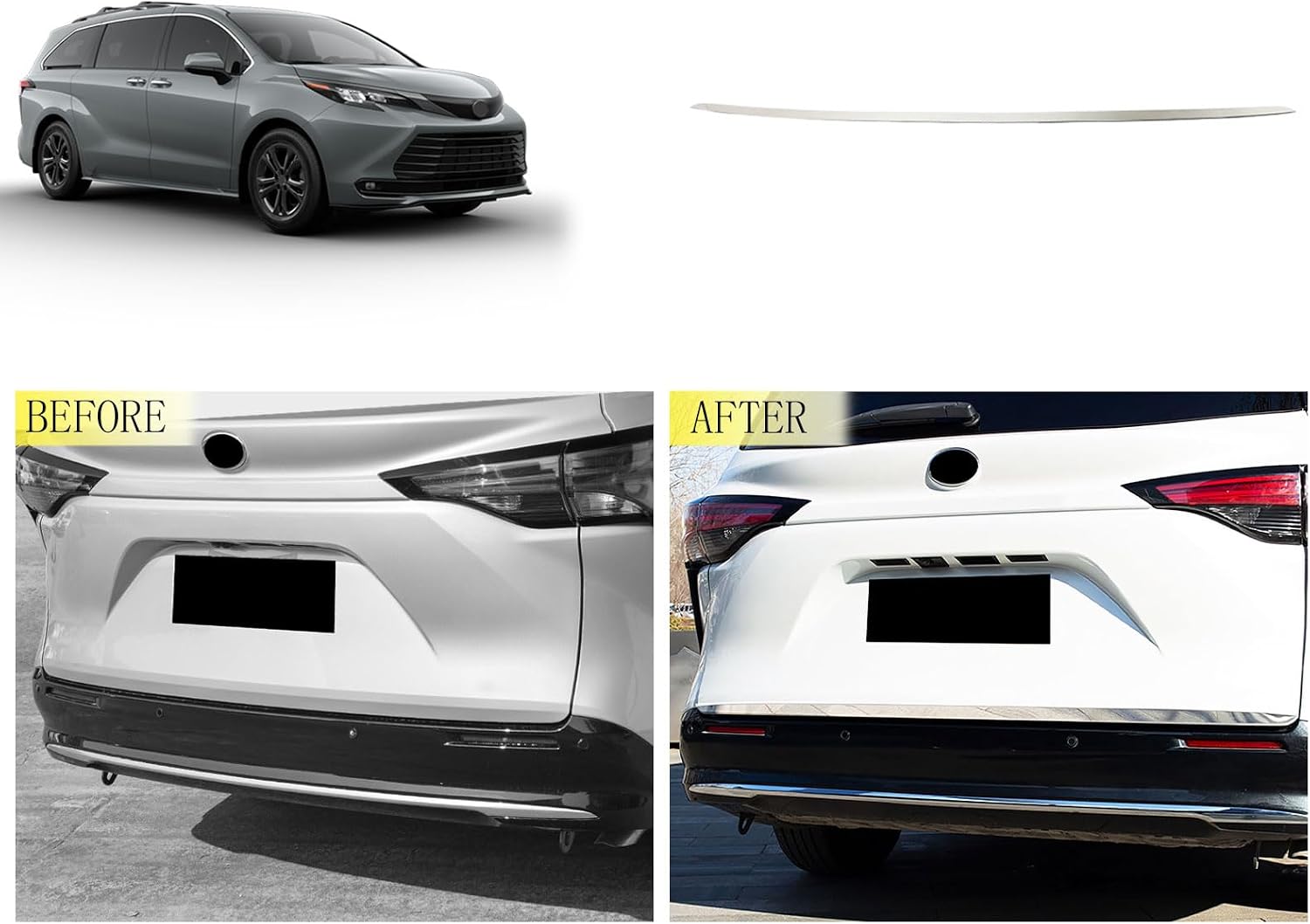 Tailgates Trim Compatible with Toyota Sienna 2021 2022 2023 2024 Rear Tail gate Door Trunk Lid Molding Cover Trim Exterior Car Accessories Stainless Steel 1PCS(Silver)