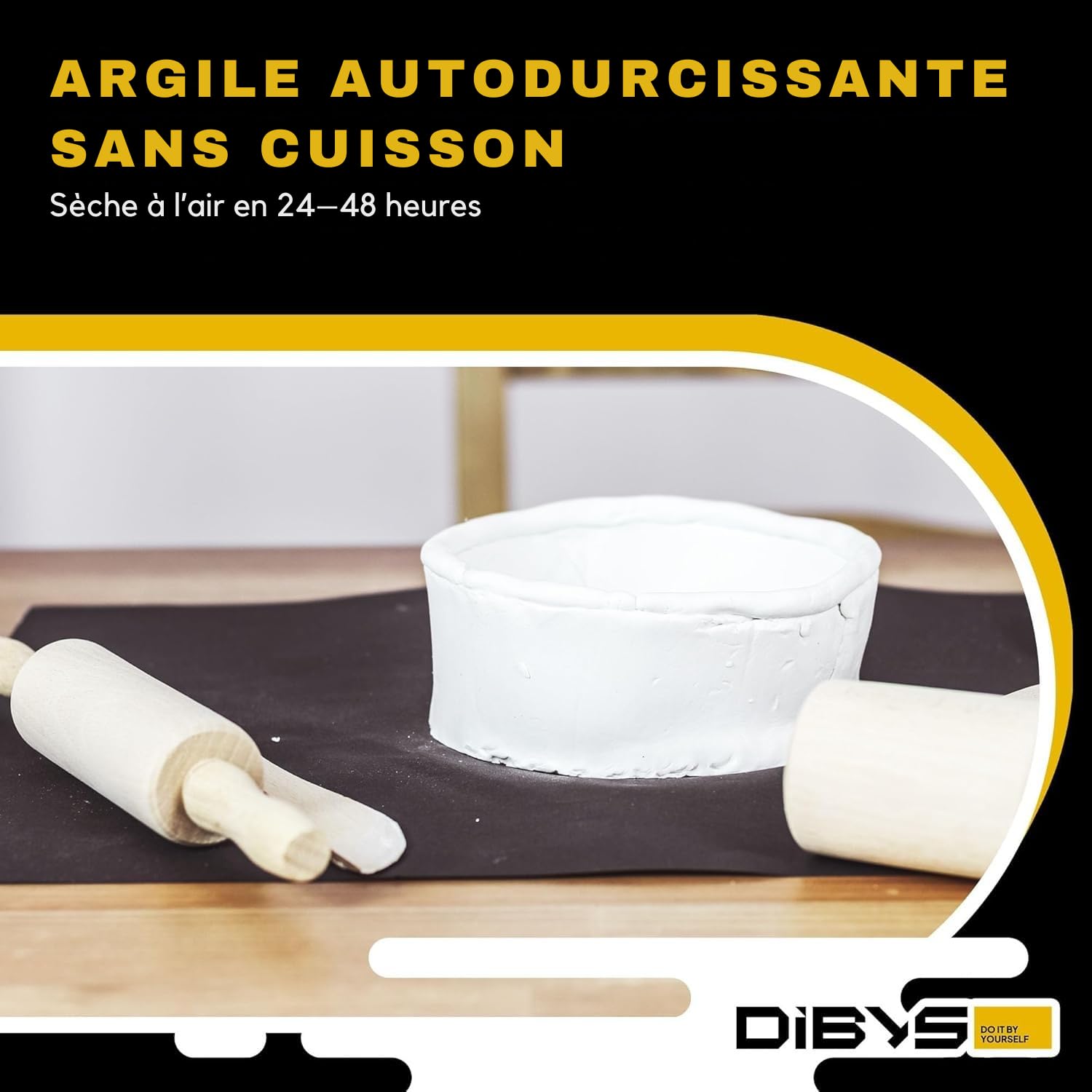 DIBYS Kit de poterie pour la maison | Démarreur avec outil de modelage, argile sèche à l'air en blanc, peintures et pinceaux | Loisirs créatifs DIY | Créatif | Idées cadeaux