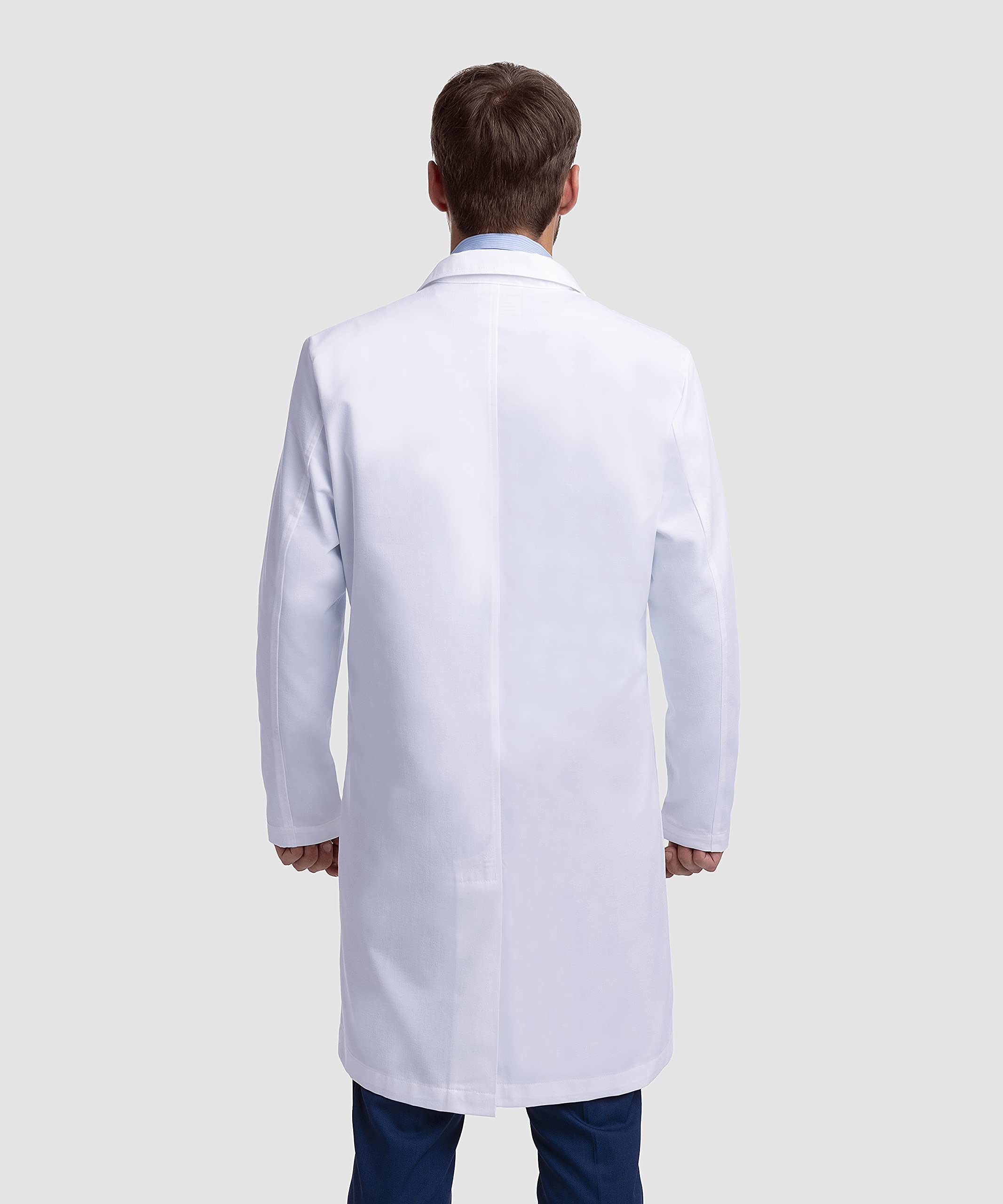 Dr. James profesjonalny fartuch laboratoryjny dla mężczyzn, częściowo dopasowany krój, wiele kieszeni, biały (XXL)