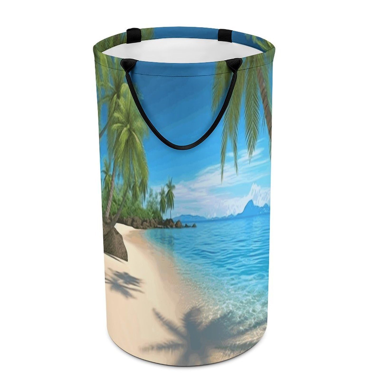 Hawaiian Beach with Palm Trees Dirty Clothes Basket Large Capacity Laundry Basket Freestanding Laundrys Hampers Tall Collapsible Clothes Hamper for Blankets Toys