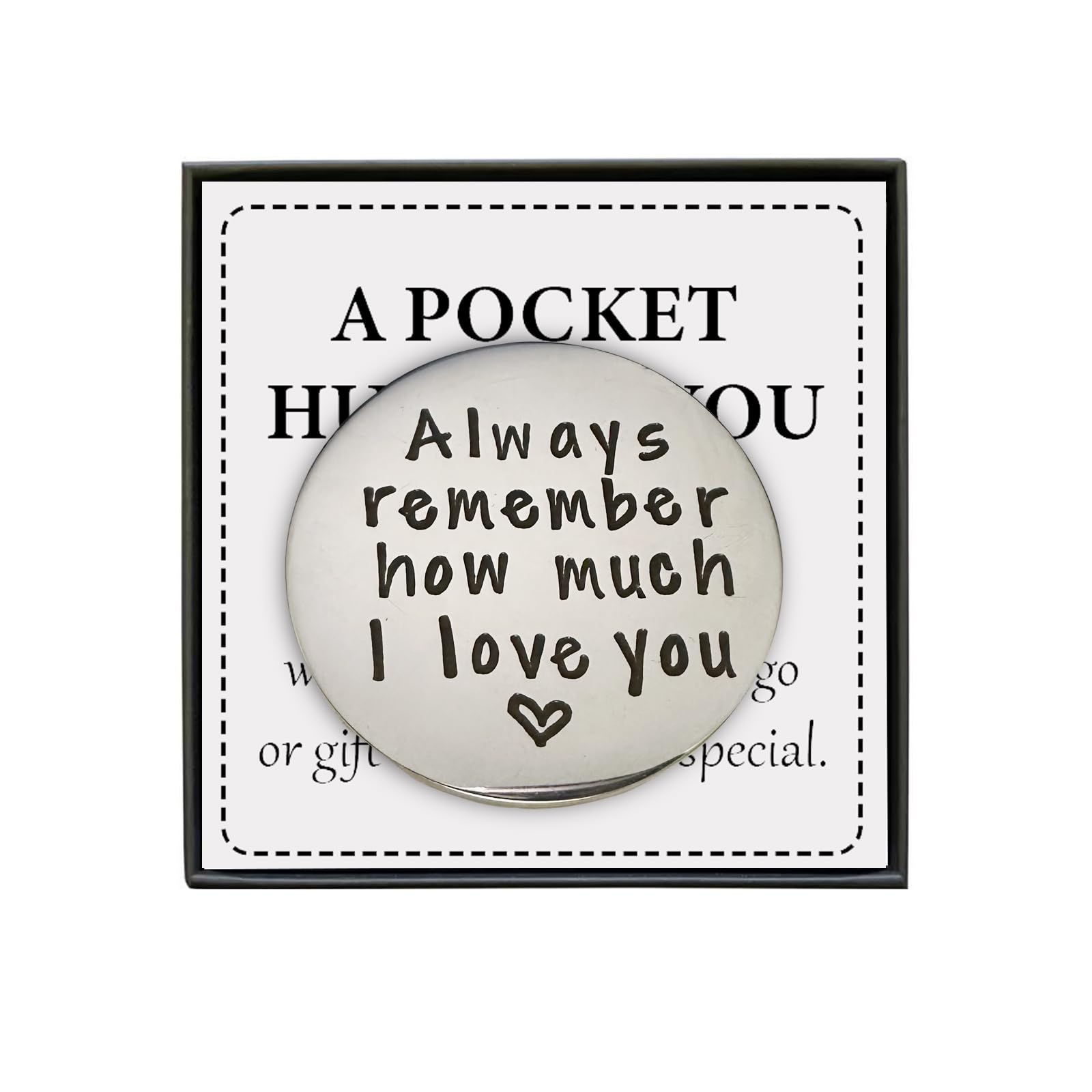 Heartfelt Pewter Pocket Tokens, I Love You Handstamped Pewter Pocket Token Keepsake Long Distance Gifts for Women Man