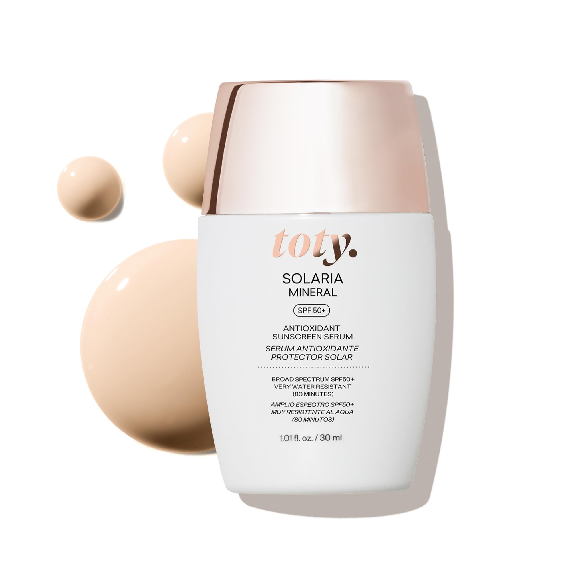 Toty by Sofia Vergara - Solaria Mineral SPF 50+ Antioxidant Sunscreen Serum - Mineral Tinted Face Sunscreen - Broad Spectrum - Universal Tint - Ultra Fluid and water resistant - Tavel size (1 fl Oz)