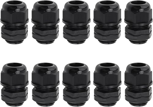 RTNLIT Prensaestopas NPT de 34 pulgadas, conectores de cable de alivio de tensión de plástico de nailon ajustable impermeable con juntas (paquete de