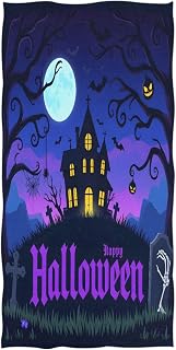 ALAZA Halloween Pumpkin Moon Beach Towel, Absorbent Quick Dry Swimming Yoga Beach Towels, Large Sand Free Microfiber Beach Towel for Women, Men, Kids