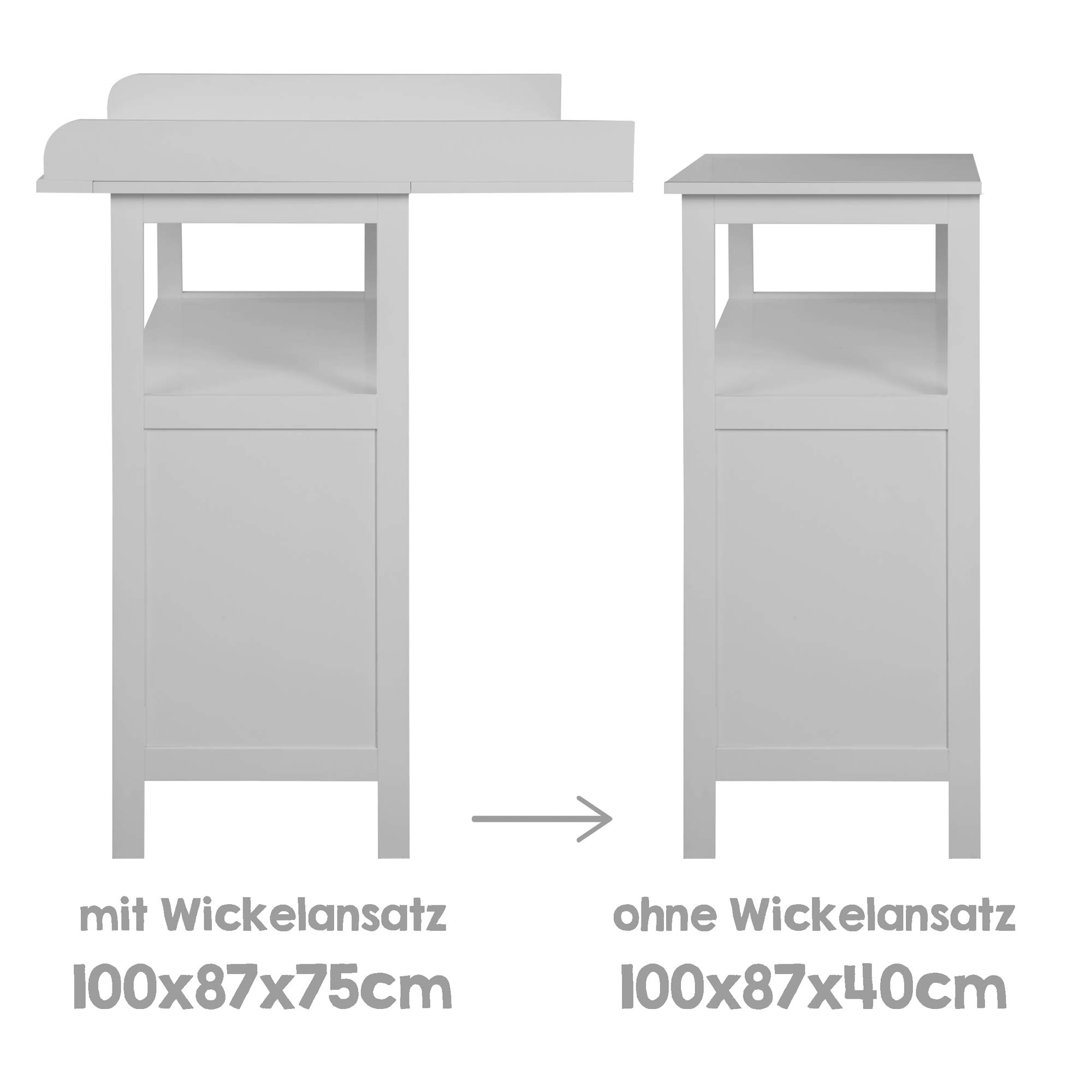 roba Zestaw pokoju dziecięcego 2-częściowy - Komoda z odpinanym blatem do przewijania & 2 szufladami + Łóżeczko dziecięce 60 x 120 cm z funkcją jako łóżko przyściennie - Drewno szare