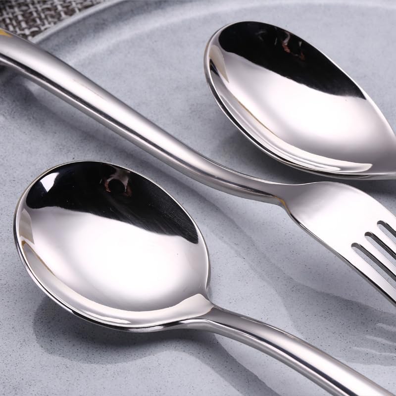 Stainless Steel Cutlery Set with Steak Knives - 5/20/30/40/50/60 Pieces (Silver 1Set5Pcs)