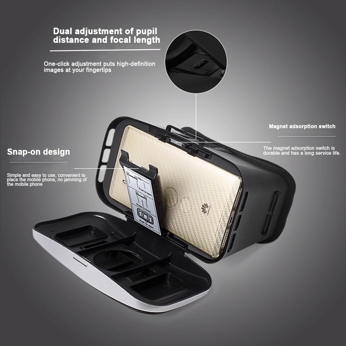Gafas 3D VR, Gafas 3D HD VR de Realidad Virtual Inteligente, Gafas VR con protección for los Ojos con luz Azul, Compatibles con Sistemas Android e iOS Que admiten miopía