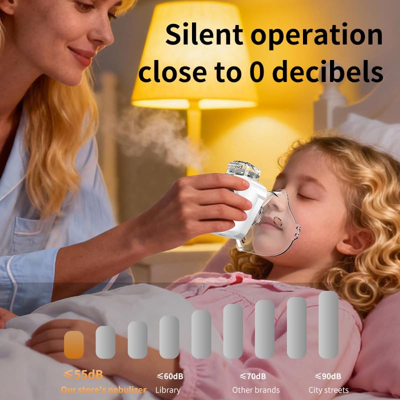 Image of Portable Rechargeable Nebulizer Machine for Kids & Adults with Mask | Quiet Handheld Mesh Inhaler for Fast Asthma, Cough & Breathing Relief at Home or Travel