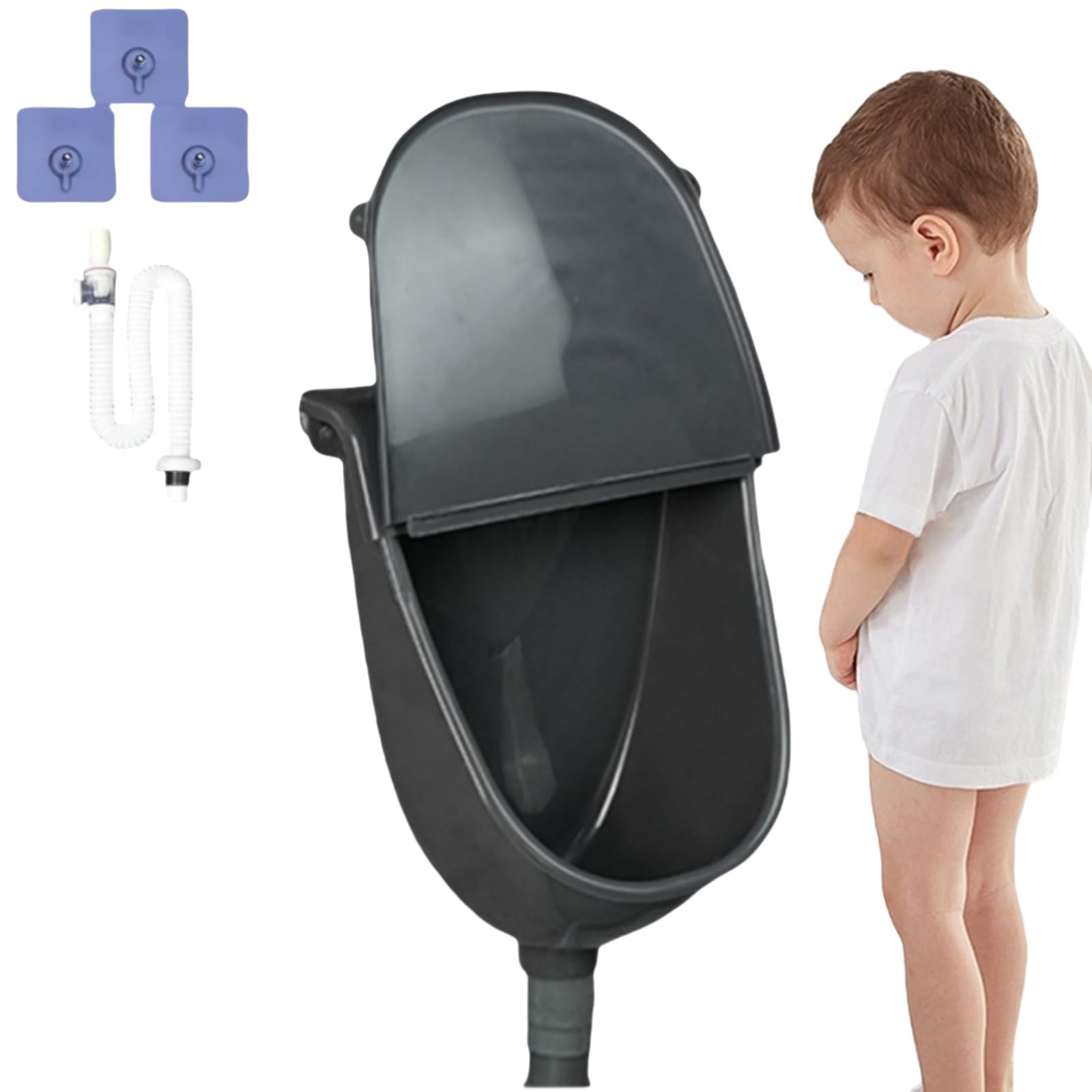Wasserlose Urinal Mit Deckel Für Männer, Wandurinal Für Den Außenbereich Mit Ablaufschlauch, Tragbare Urinabscheider Für Jungens Und Männer, Camping, Wohn-mobil, Garten (Schwarz)