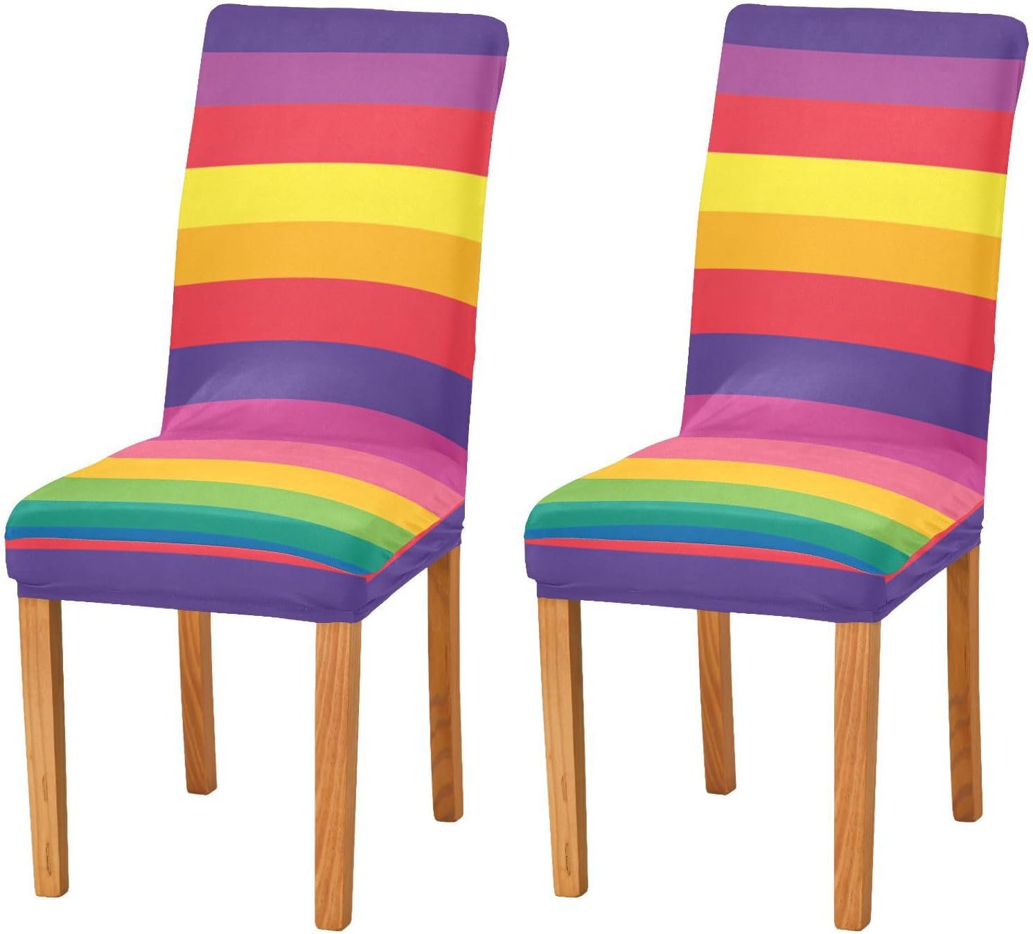 ALAZA Chair Covers for Dining Room, Rainbow Stripes Stretch Chair Cover Sets Chair Protector Removable Washable for Ktichen Restaurant Hotel