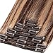 Produktbild TESS Echthaar Extensions Clip in guenstig Haarverlängerung Doppelt Tressen für komplette Haarextension 8 Teile 18 Clips Glatt 7A Dicke Haarteile (40cm-130g, 4/27 Schokobraun/Dunkelblond)