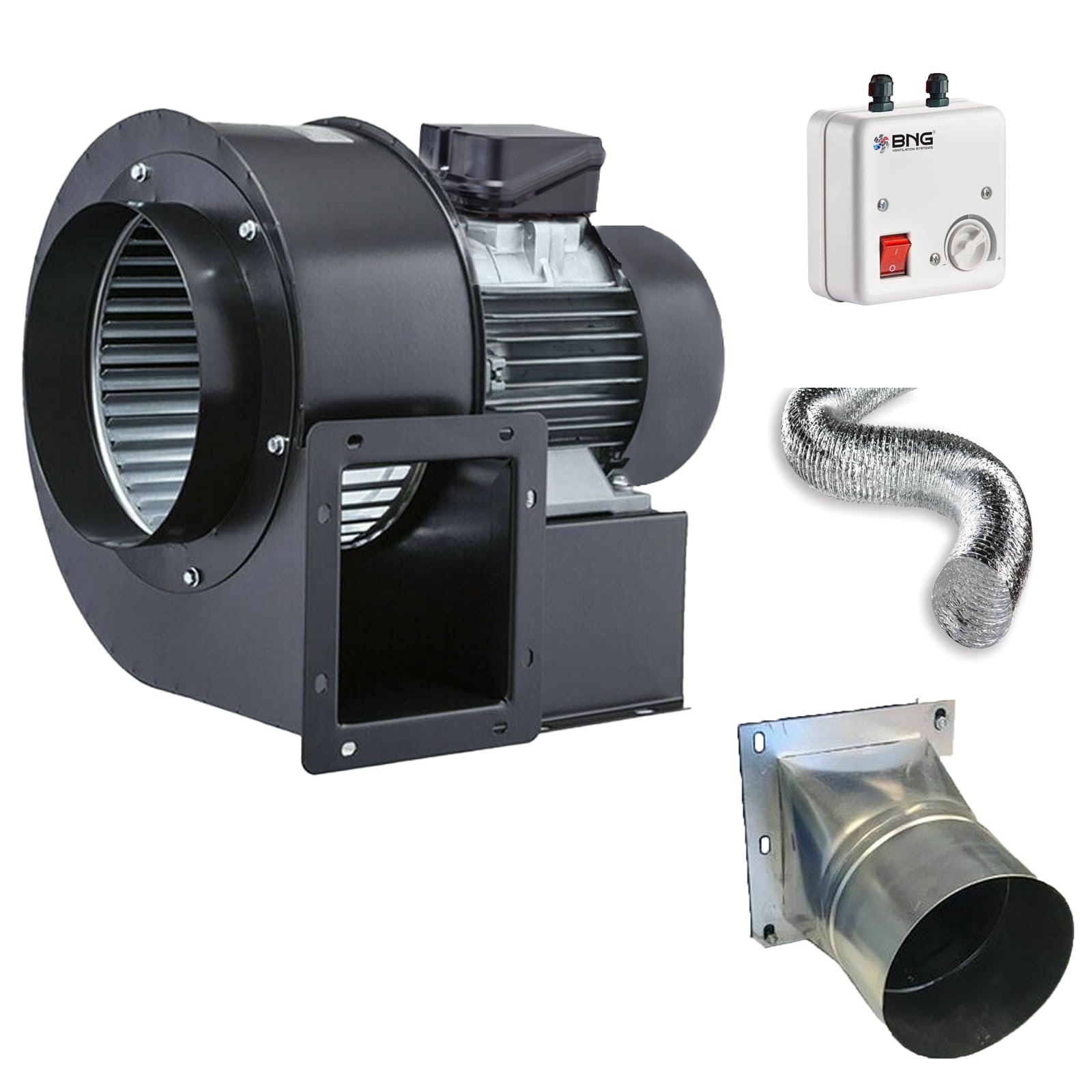 TURBO Zentrifugal Radialventilator 1800 m3/h 230V FLANSCH FLEXROHR REGLER