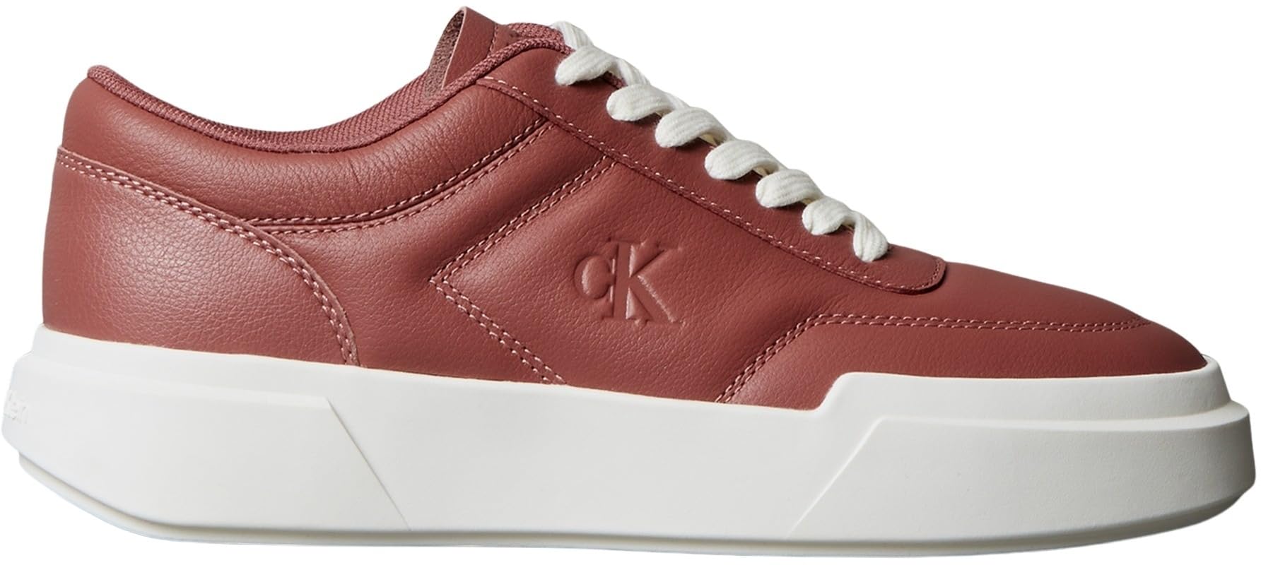 Calvin Klein Damen Cupsole Sneaker Chunky Laceup aus Leder, Rot (Dusty Rose/Marshmallow/Gum), 39