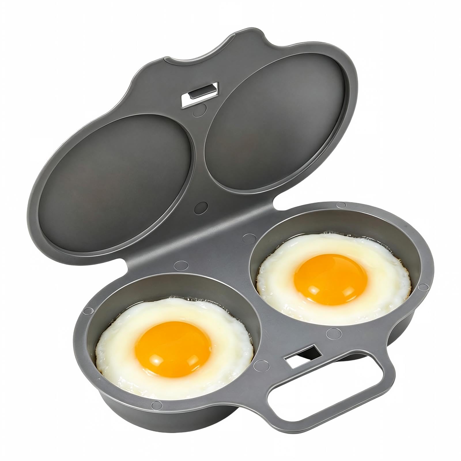 Microwave Egg Poacher With Lid & Handle, Dual Cavity Microwave Egg Poacher