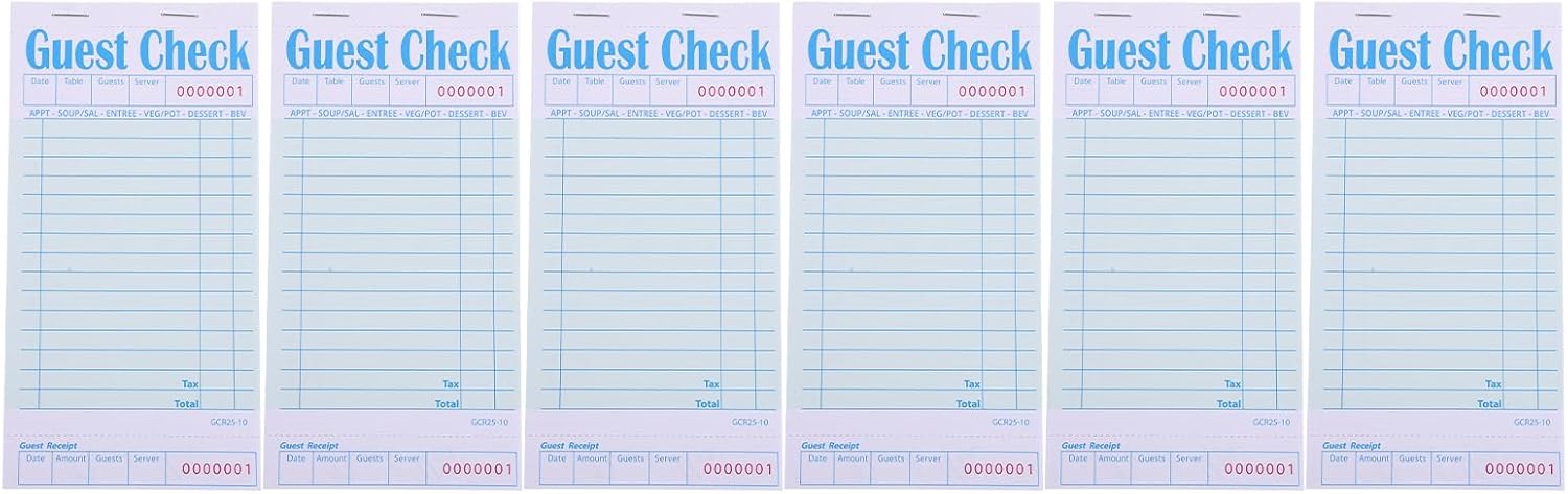 LOGOFUN Guest Check Books for Servers, Green, 50 Sheets Paper Order Pads for Restaurants Bars Cafes, 12 Pack