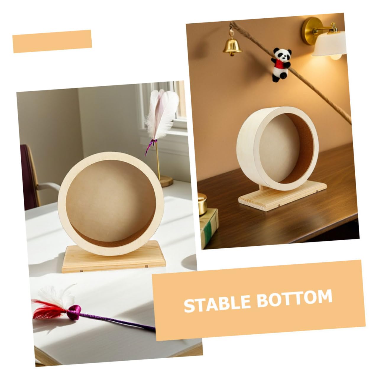 2 Piezas Rueda De De Hámster Silencioso Rueda De Hámster Súper Silenciosa Pequeña para Mascotas Beige De Madera