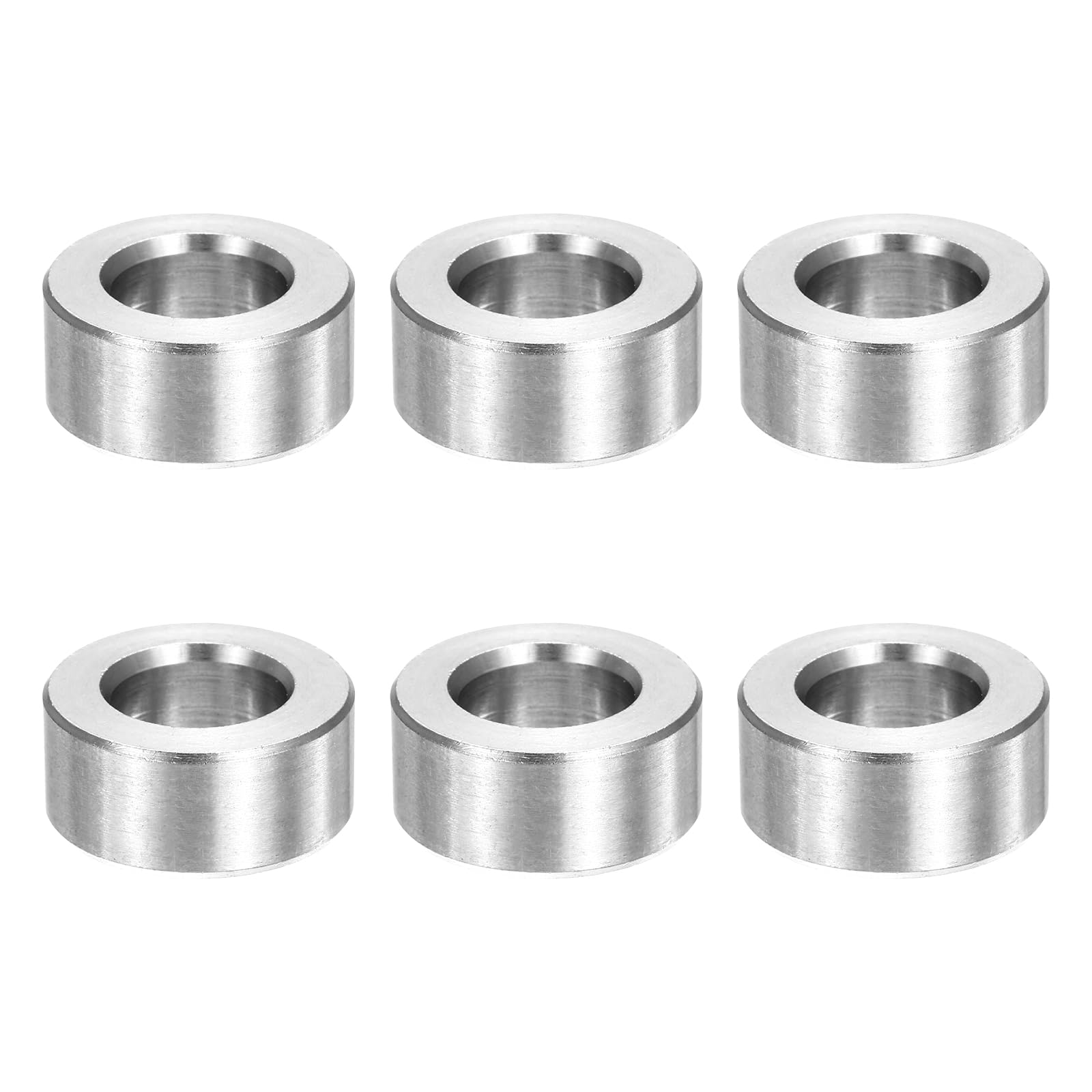 sourcing map 6pcs M10 Metal Spacers, 3/8" Stainless Steel Spacer 10mm IDx18mm ODx8mm Length Round Unthreaded Standoff Bushing Plain Finish for Screw Bolts, Silver