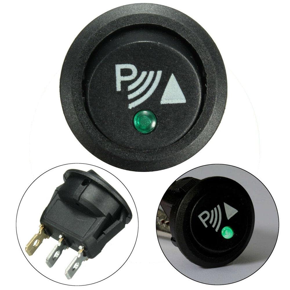 Interruttore a Bilanciere Rotondo 12V Plastica Metallo per Sensori Parcheggio