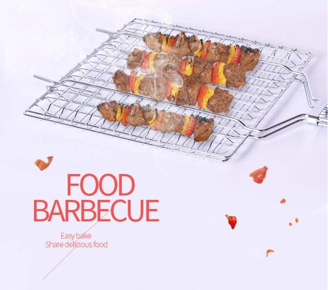 Griglia Per Barbecue In Metallo Con Manico In Legno - Per Pesce, Verdure, Carne - Chiusura Sicura