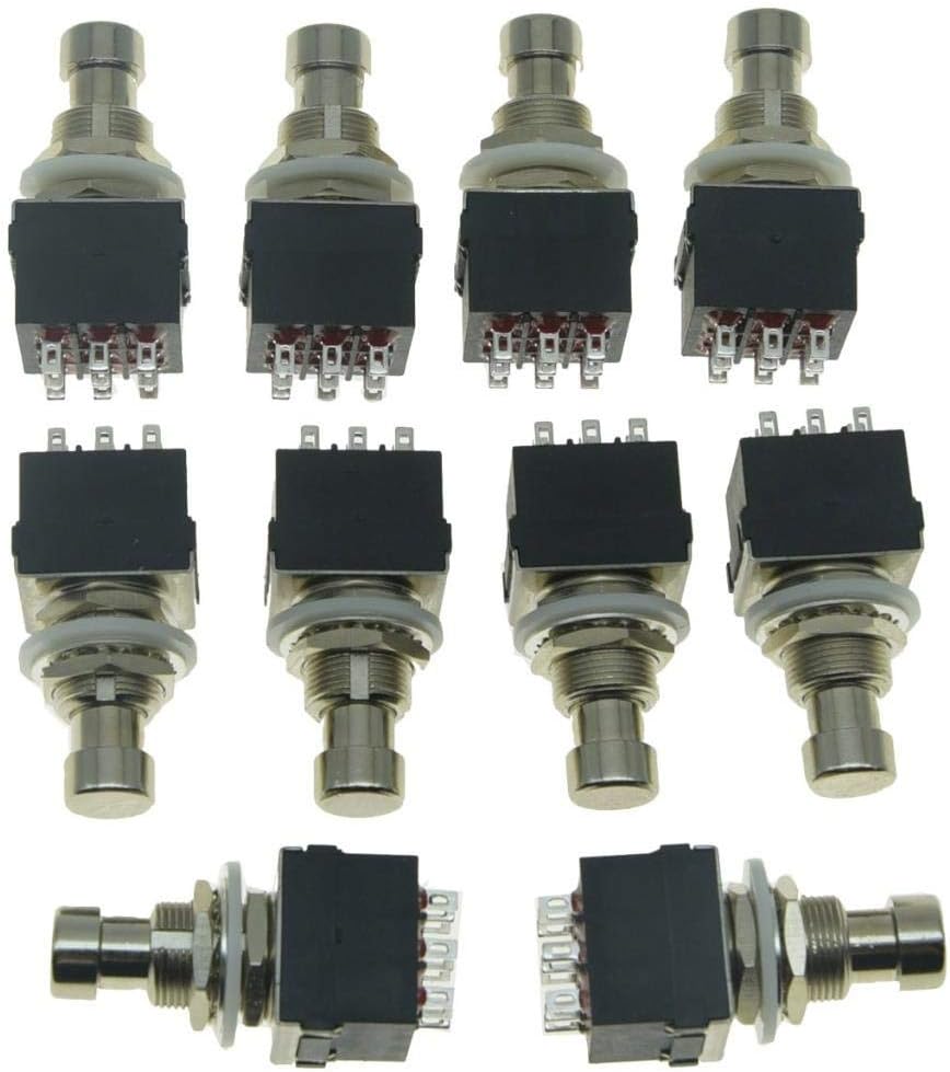 KAISH Pack of 10 Box Stomp 9 Pins 3PDT Guitar Effect Pedal Switch Push Button Footswitches True Bypass Black