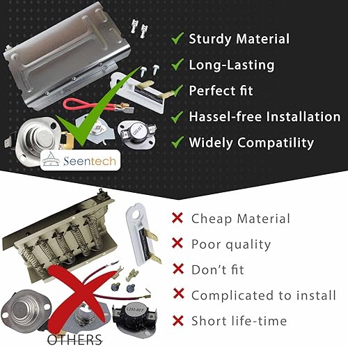 Miniatura 5 de 279838 Elemento de calefacción para secadora, fusible térmico 3392519, termostato de secadora 279816 397767 de Seentech, compatible con secadora