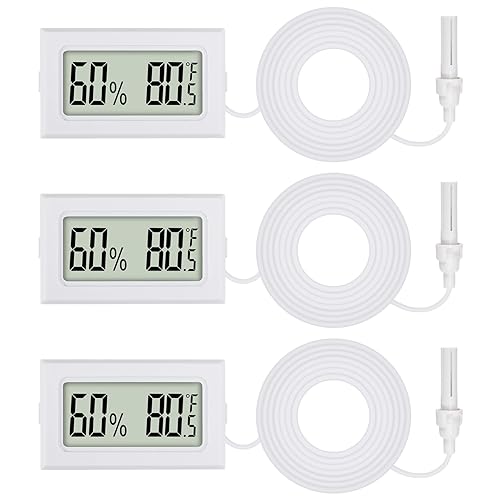 3 mini termómetro digital higrómetro con sonda electrónico medidor de temperatura humedad medidores pantalla LCD interior Fahrenheit para humidores,