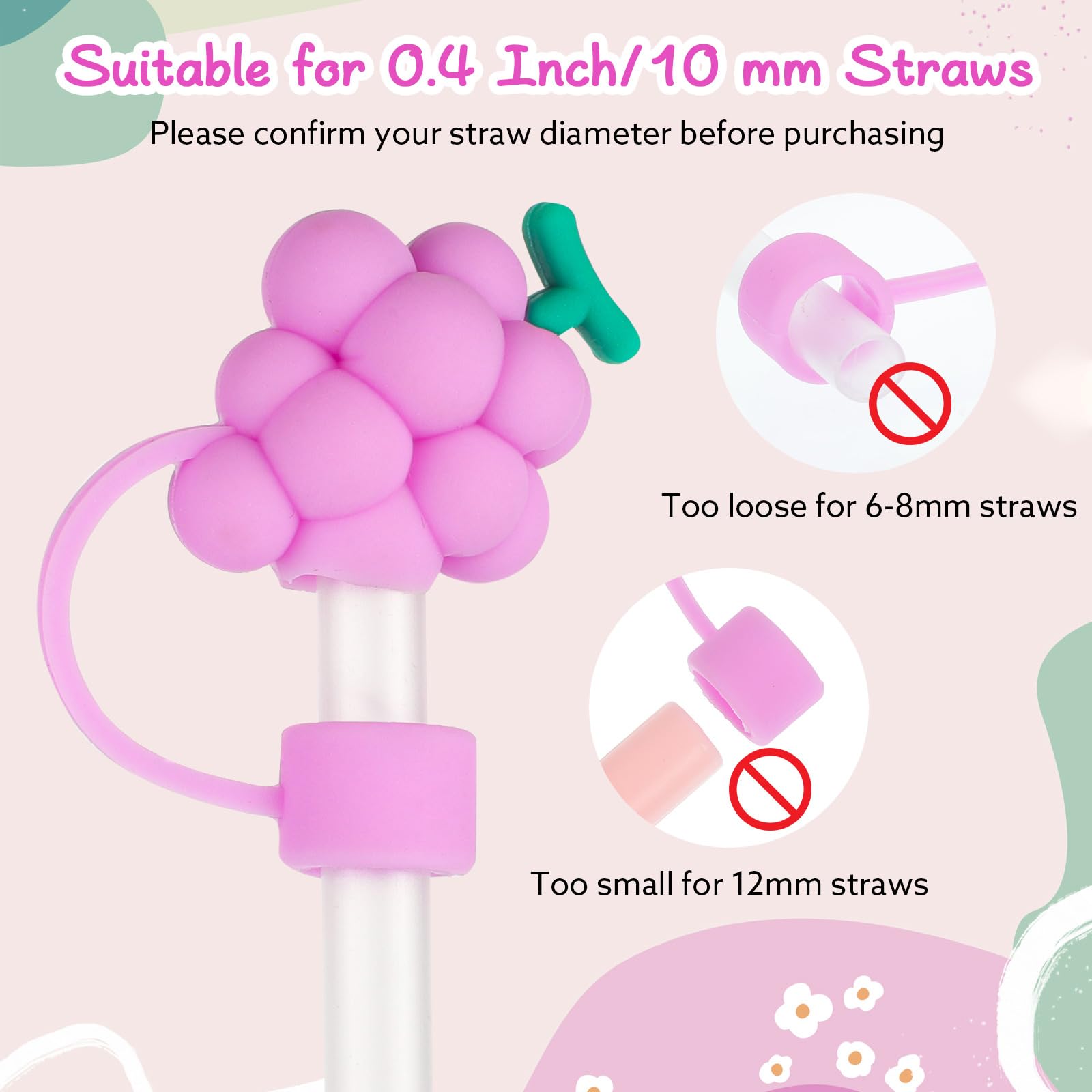 8 Pcs Straw Cover, Straws Toppers for Stanley 30&40 Oz Tumbler, Straw Caps in Various Shapes, Mother's Day Gifts for Women Girls Straws Tip Covers for 0.4 Inch/10 mm Tips ()