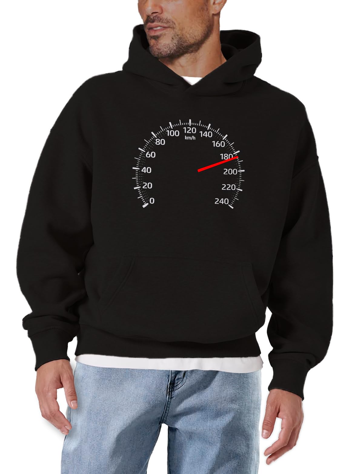 MAKAYA Felpa con Cappuccio Uomo con Motivo Tachimetro Hoodie Motorsport e Tuning Racing Moto Auto Streetwear