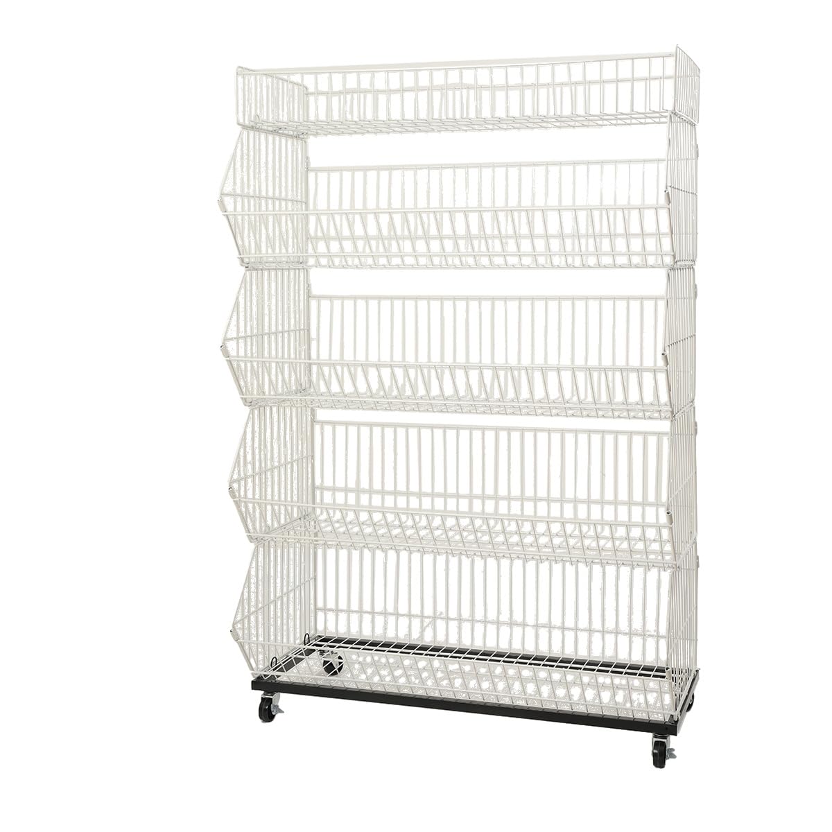 Verkaufsständer 5 Gitterkörben, Stapelkorb Wühlkorb Warenständer Gitterständer mit Rollen, 90x43x136cm 5 Etagen Mobile Aufbewahrung Rollregal für Supermärkte,Convenience Stores,Einkaufszentren