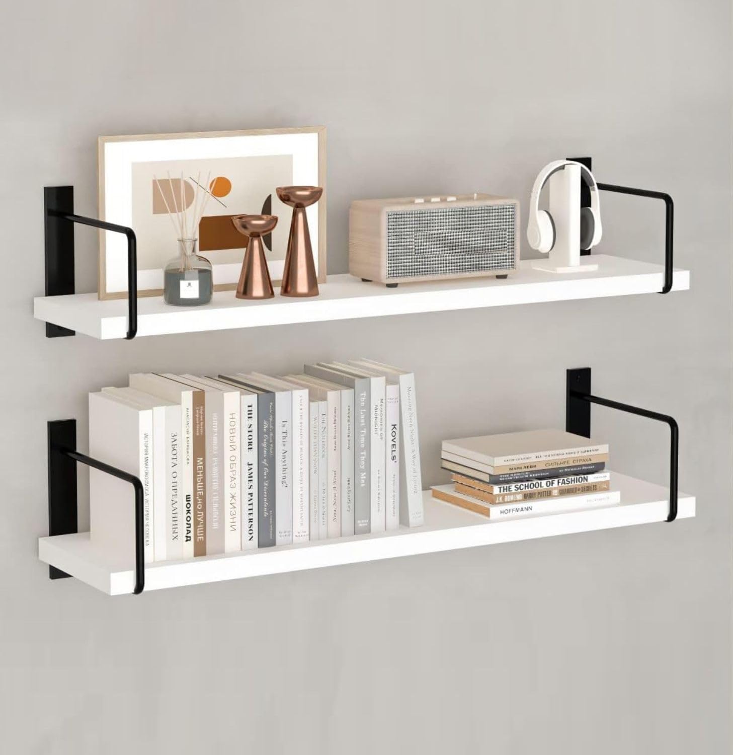 Wood Wall Shelf | Wall Mount Float Shelf | Wall Mounted Shelf Kitchen| Wall Mount Floating Shelf For Living Room (Marvel-White)-image-34