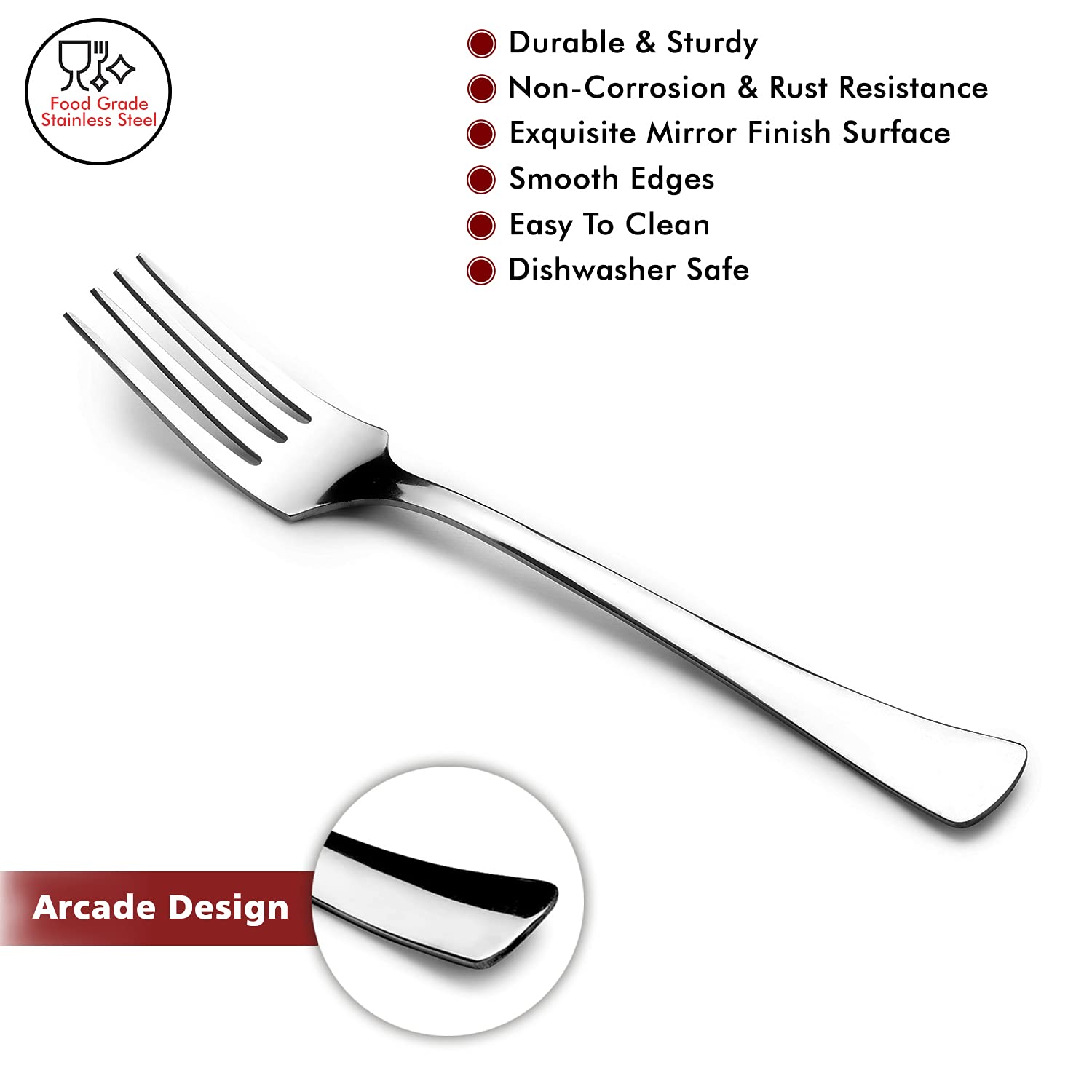 Steren Impex | Stainless Steel Dinner Fork - Arcade, 12 Pieces 3