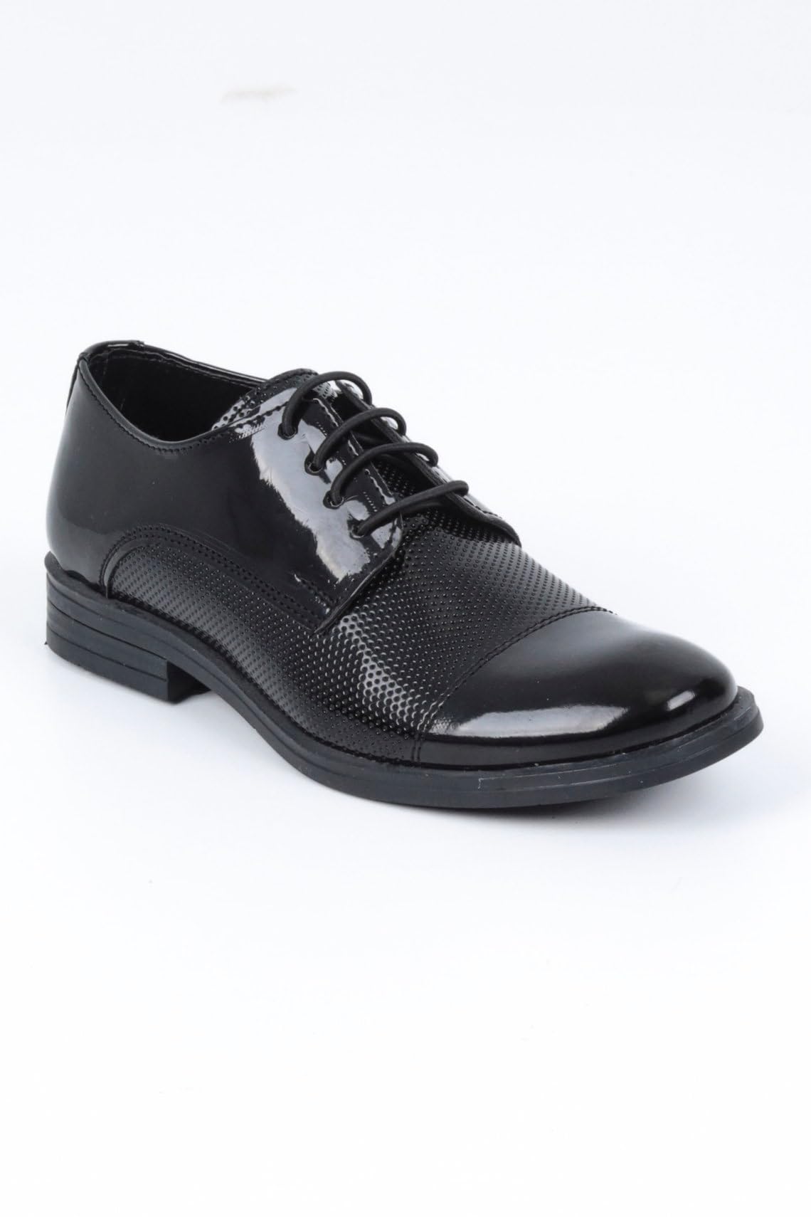 SIRRI Scarpe Eleganti da Sposa e da Ballo Formali Ragazzi, con Lacci, in Vernice Nera e a Pois Taille 24