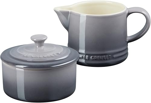 Le Creuset Gres Signature, juego de crema y azúcar de ostras, crema 10.1fl oz, azúcar 8 onzas