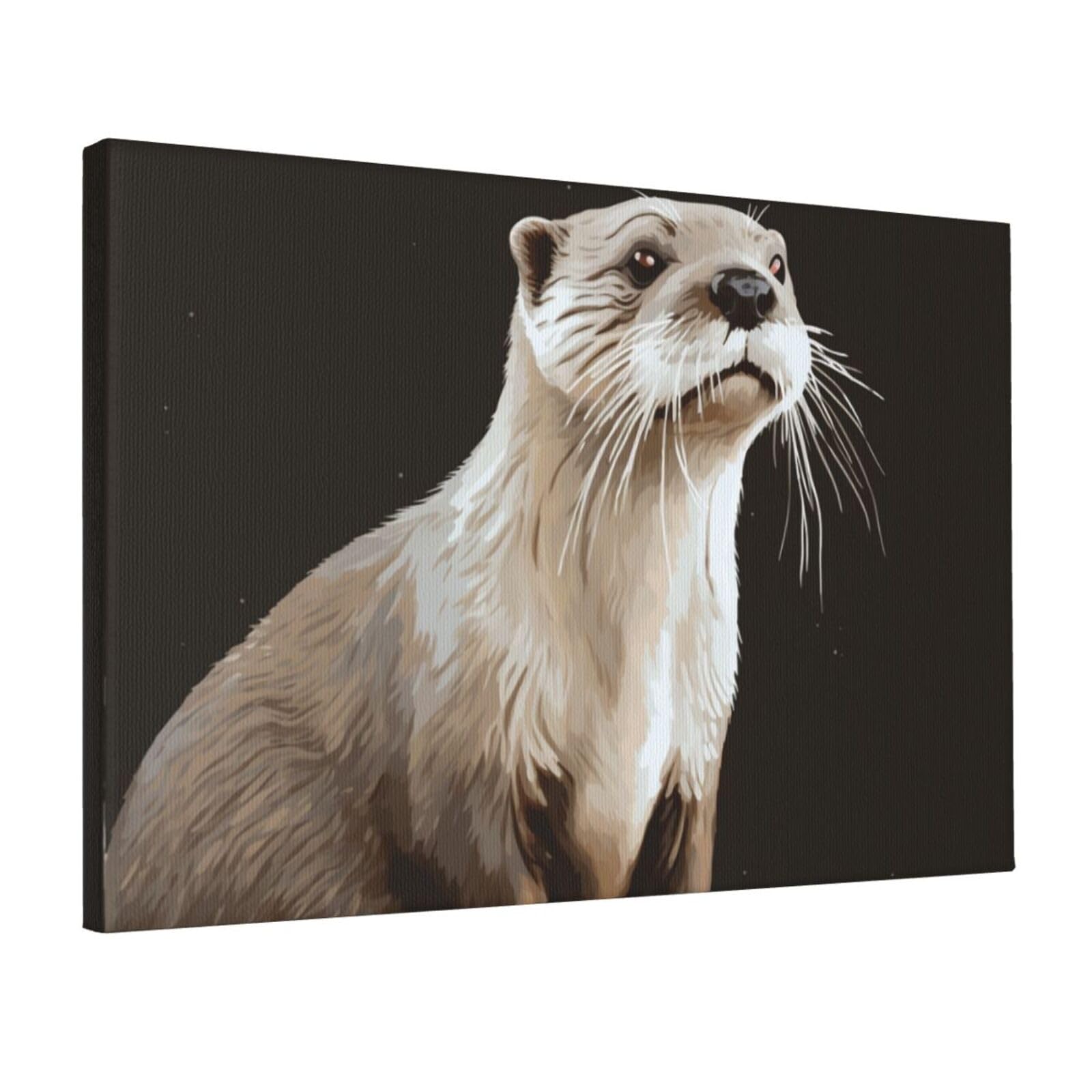 Canvas Wall Art for Living Room Wall Decor 12"x18" Modern Artwork Painting Pictures Hanging Canvas Prints Otter Aesthetic Wall Art for Bedroom Bathroom Office Wallart Decor