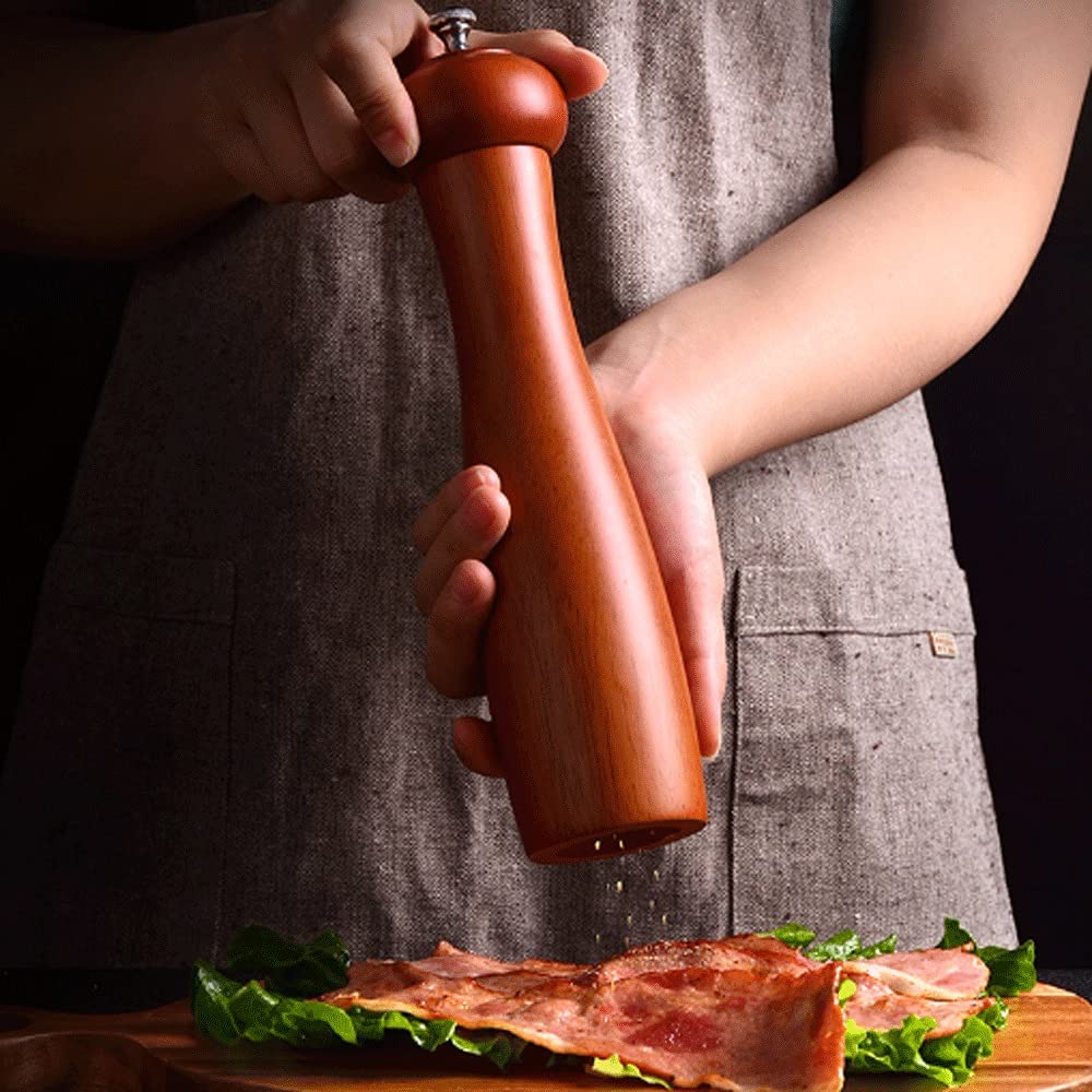 Salz und Pfeffermühle Hölzerne manuelle Pfeffermühle Salt Pepper Mühle Gewürzschleifer mit Einstellbarer Dicke 6 Zoll, 8 Zoll, 10 Zoll Pfeffermühle (Size : Small)