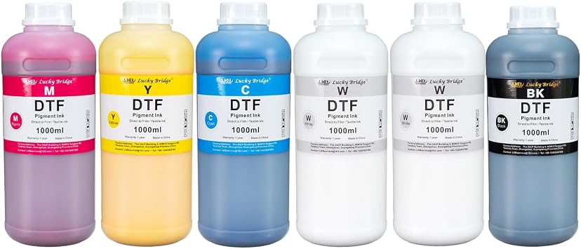 6x1000ml DTF Ink Premium Pigment Ink for PET Film Heat Transfer Printing Refill Ink for All DTF Printer with printhead DX5 DX7 5113 XP600 I3200 etc.- (6000ml) US