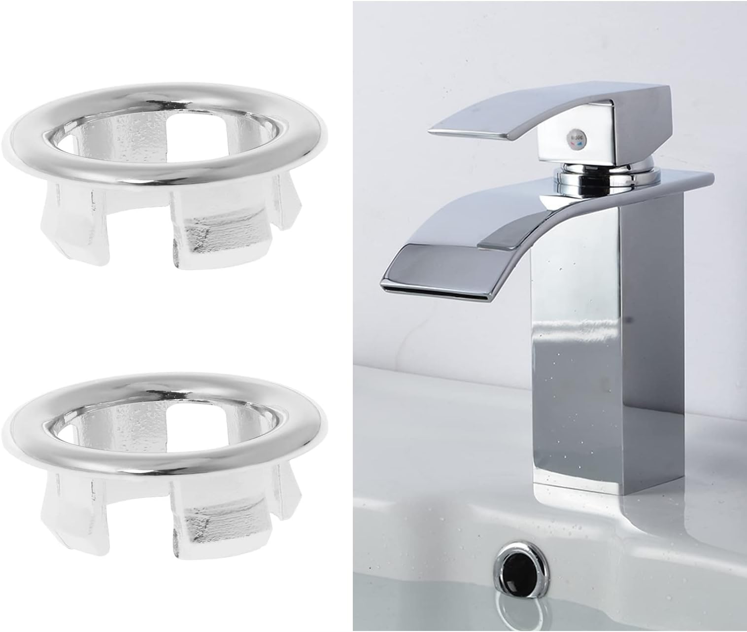 3 Bathroom Sink Basin Chrome Overflow Round Cover Trim Tidy x3 Amazon