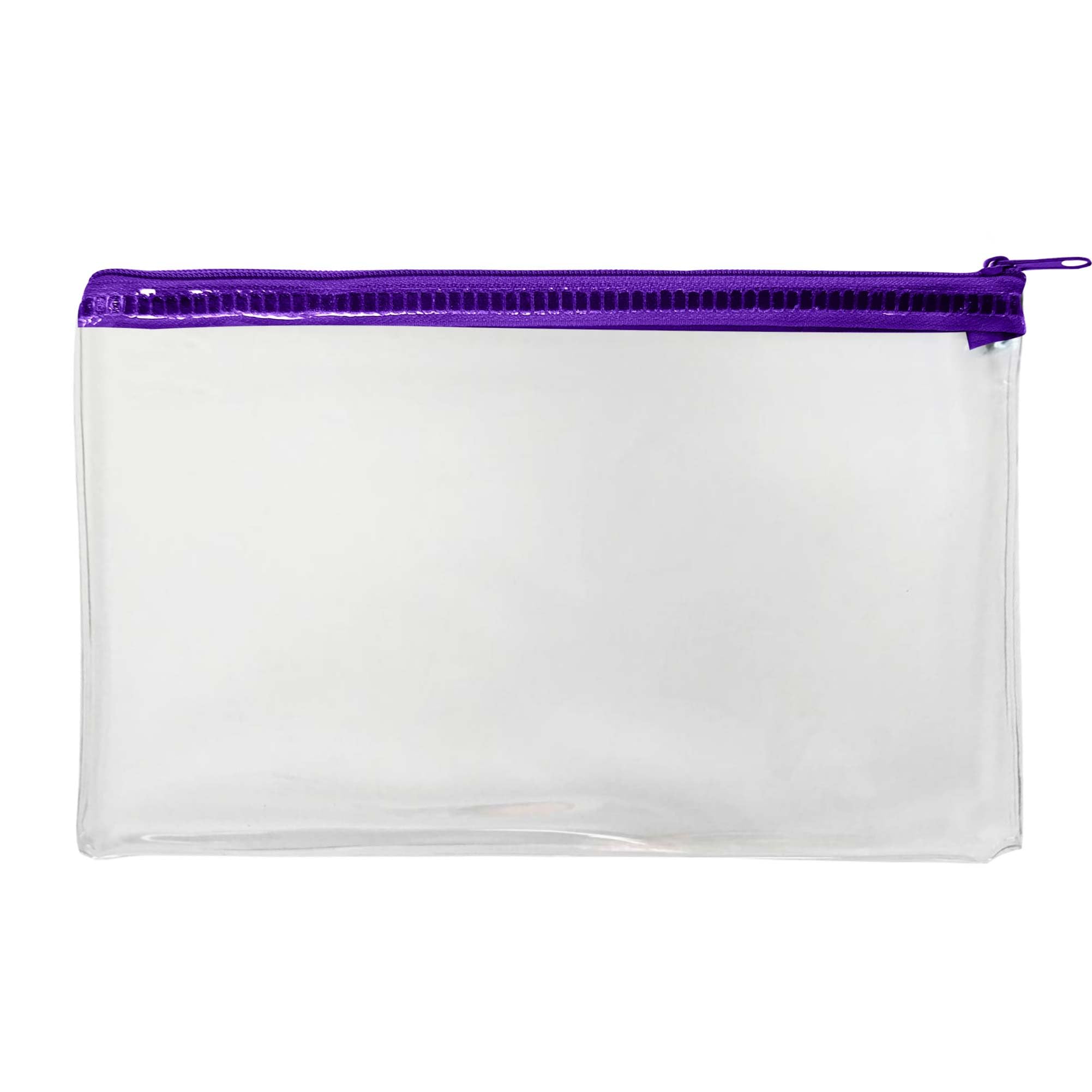 Pack of 12 Janrax 8x5" Purple Zip Clear Exam Pencil Cases โ image 1