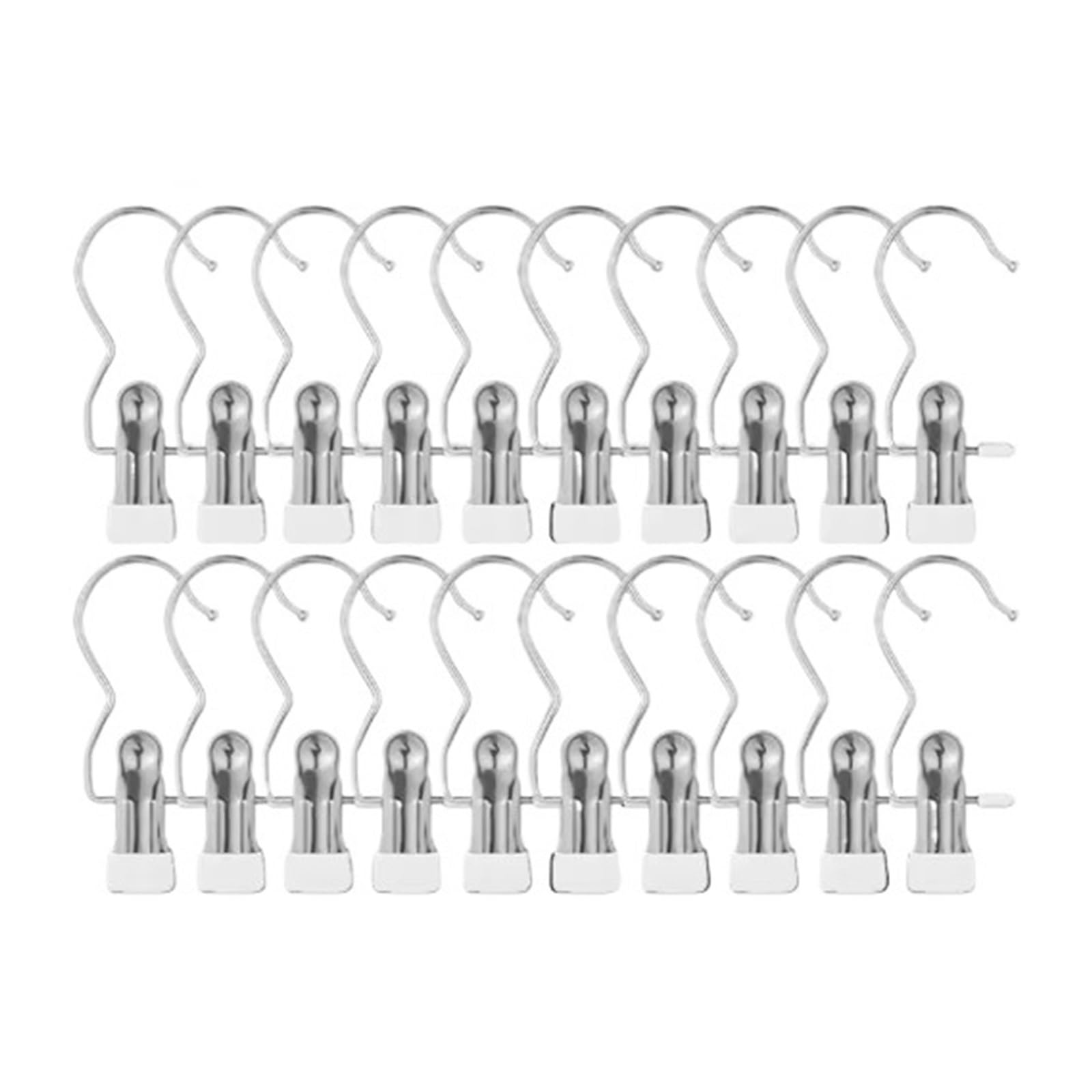 Clothes Pegs with Hooks Space-Saving Laundry Hangers for Closet Organization(White-20pcs)