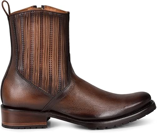 Cuadra Bota urbana para hombre en piel bovina con cremallera marrón