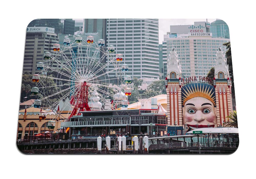 Amazon 22cmx18cm マウスパッド ルナパークシドニーミルソンズポイントオーストラリア観覧車アトラクション パターンカスタムの マウスパッド Bingbongbu マウスパッド 通販