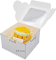 Vista 2 de 50 cajas blancas de panadería de 4 x 4 x 2.5 pulgadas con ventana, mini pastel, postre, pastelería, cajas pequeñas para dulces