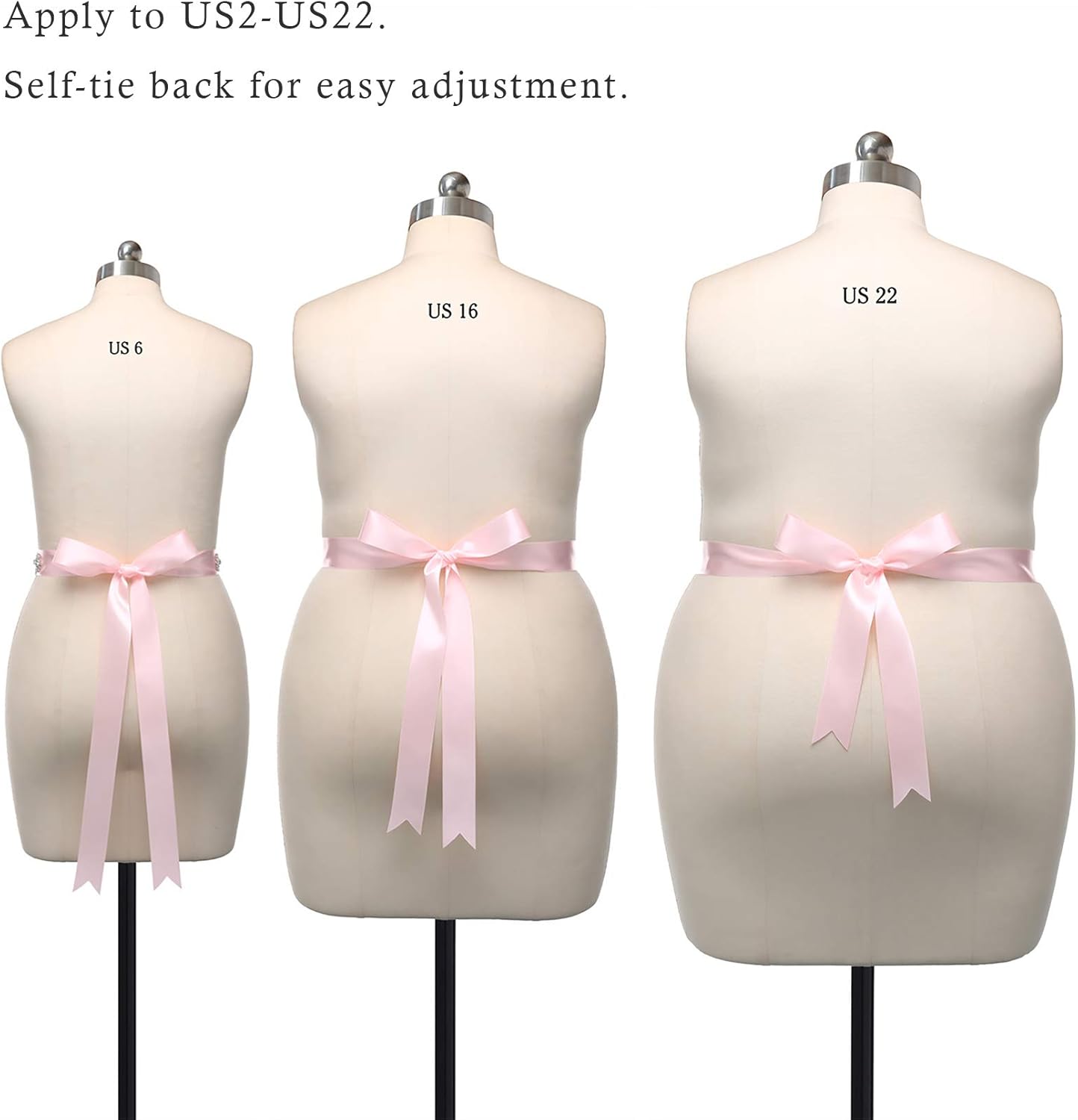 Miniatura 6 de SWEETV Cinturón nupcial de oro rosa con diamantes de imitación Cinturón de vestido de novia hecho a mano Hoja con cuentas Faja de, Oro Rosa