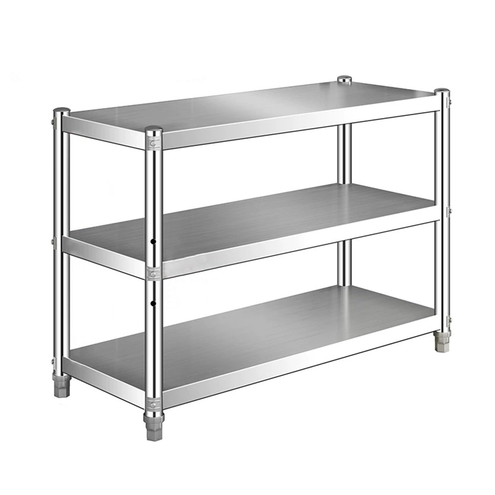 Scaffale a 3 ripiani，scaffale in acciaio inox tavolo da lavoro scaffalatura da cucina，scaffale in metallo resistente，scaffale per microonde per bagno，camera da letto，ristoranti(120x35x80cm)