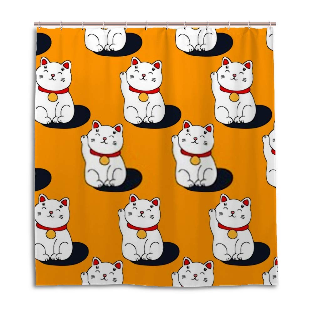 Rideau de douche Maneki Neko anti-éclaboussures et lavable pour salle de bain