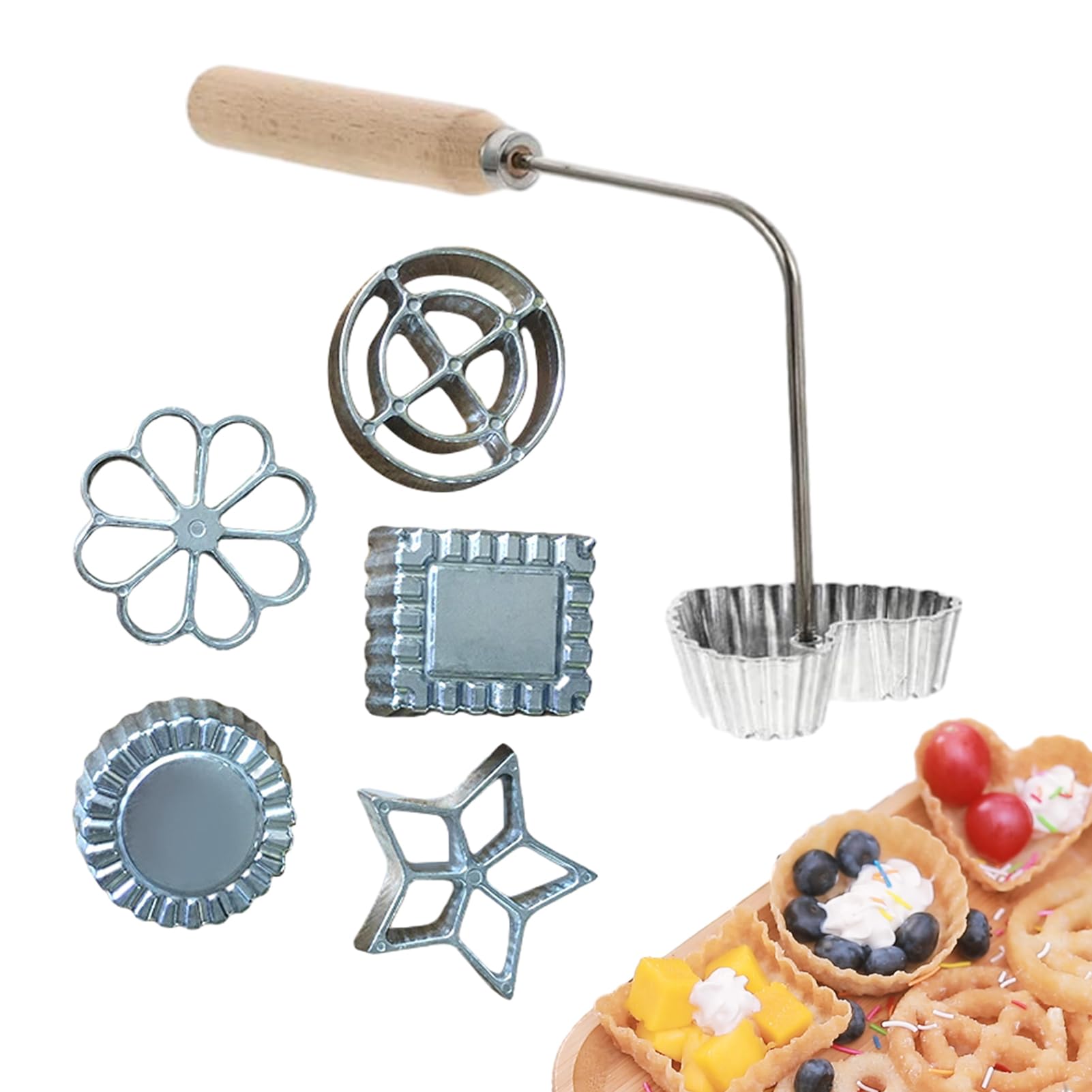 Set da 6 stampi in ferro per rosette con manico - stampi per bunuelos